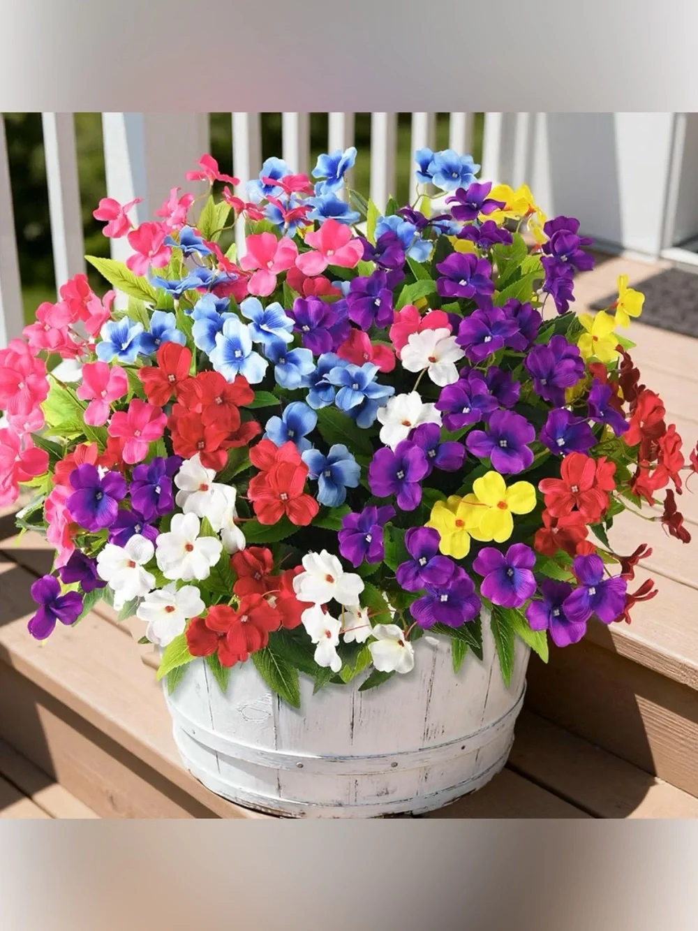 Multicolor Silk Fake Artificial Outdoor Flowers 6-pc